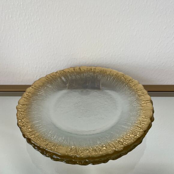 Artistic Accents Turkish Frosted Glass Appetizer Plates 8" Gold Border Set of 4 - Picture 8 of 13